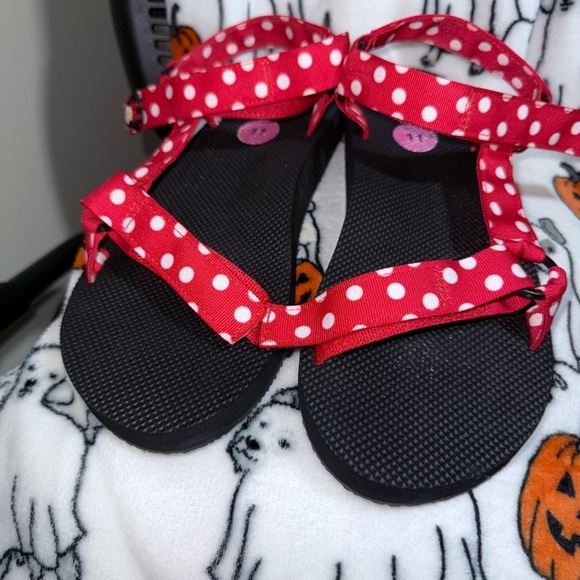 Disney Minnie Mouse Polka Dot Red and Black Sandals, Size 11 - Picture 5 of 6